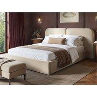Solace+Co Lena Velvet Ottoman Bed Beige Velvet | Size: Double