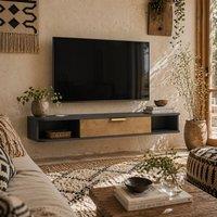 Wyld Haus Nova 120cm Charcoal Grey & Natural Floating TV Stand with Storage