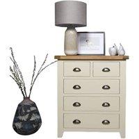 Elm Home And Garden Painted Cream Oak Wide Chest Of 2+3 Drawers