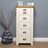 Elm Home And Garden Painted Cream Oak Tall Boy Chest Of Drawers Fully Assembled H 116