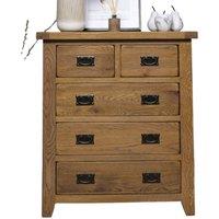 Elm Home And Garden Rustic Oak Wide Chest Of 2+3 Drawers in Light Oak