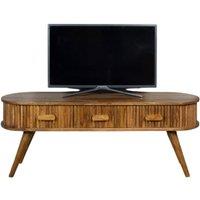 Elm Home And Garden Solid Mango Wood Large TV Media Wide Screen Unit 3 Drawers in Natural