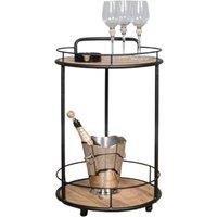 Elm Home And Garden Elegant Two-Tiered Drinks Trolley - Black Steel Frame - Mango Wood