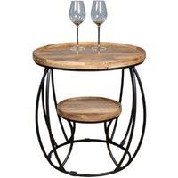 Elm Home And Garden Round Side End Lamp Table Light Oak Finish Solid Mango Wood in Brown