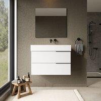 Banyetti Celtic 800mm Wall Hung Bathroom Vanity Unit with Veneto No Tap Hole Basin - Gloss White