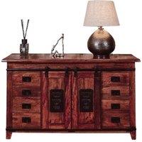 Elm Home And Garden Solid Mango Wood Industrial Sideboard Cabinet - Fully Assembled in Brown