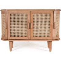 Elm Home And Garden Solid Mango Wood Sideboard Buffet Cabinet with Cane Doors - Light Oak in Natural
