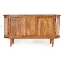 Elm Home And Garden Solid Mango Wood Sideboard Buffet Cabinet with Cane Doors & Drawers in Brown