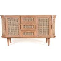 Elm Home And Garden Solid Mango Wood Sideboard Buffet Cabinet with Cane Doors & Drawers in Natural