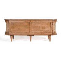 Elm Home And Garden Solid Mango Wood TV Media Stand with Cane Doors & Drawers - Light Oak in Natural