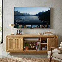 Elm Home And Garden Natural Solid Mango Wood TV Unit 2 Door Fluted Media Cabinet with