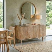 Elm Home And Garden Natural Solid Mango Wood Sideboard Rounded 3 Door Storage Cabinet