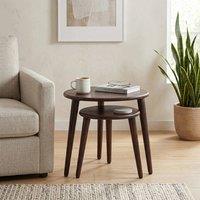 Elm Home And Garden Brown Solid Mango Wood Nest of Tables Space Saving Nesting Side