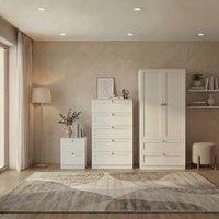 Home Discount Vida Designs Altino 3Pc Bedroom Set(2Dr Bedside, 5Dr Chest, Wardrobe) in White