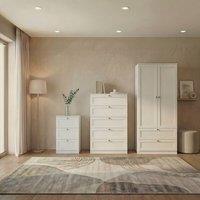 Home Discount Vida Designs Altino 3Pc Bedroom Set(3Dr Bedside, 5Dr Chest, Wardrobe) in White