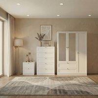 Home Discount Vida Designs Altino 3Pc Bedroom Set(2Dr Bedside, 5Dr Chest, Wardrobe) in White