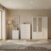 Home Discount Vida Designs Altino 3Pc Bedroom Set(3Dr Bedside, 5Dr Chest, Wardrobe) in White