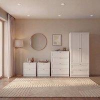 Home Discount Vida Designs Altino 4Pc Bedroom Set(2Dr Bedside, 4Dr Chest, Wardrobe) in White