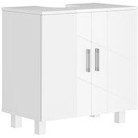 HOMCOM Freestanding Bathroom High Gloss Under Sink Cabinet, White