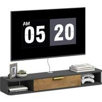 HOMCOM 120 cm Floating TV Unit with Storage Entertainment Media Console Grey in Dark Grey | Size: Small