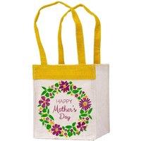 KDMD Happy Mothers Day Lined Jute Plant Bag in Light Stone
