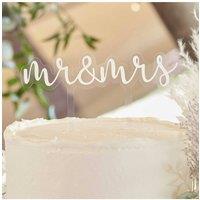 KDMD Mr & Mrs Acrylic Wedding Cake Topper in White