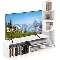 Gymax L-shaped Media Console Table Cube TV Stand for TVs up to 50 Open Shelves in White