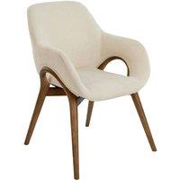 Angel Cerda Beige Fabric Dining Chair with Armrests & Walnut