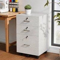 EONLION White Wooden File Cabinet, 3 Drawers Rolling File Organiser | Size: 100 cm