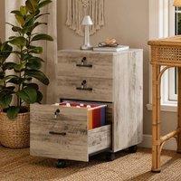 EONLION Grey Wooden File Cabinet, 3 Drawers Rolling File Organiser | Size: 100 cm