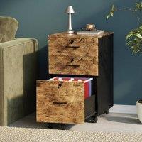 EONLION Brown Wooden File Cabinet, 3 Drawers Rolling File Organiser | Size: 100 cm