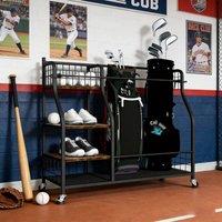 NESTLUNE Golf Storage Organiser Stand Rack Bags Balls Shoes in Black | Size: 100 cm x 15 cm