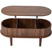 KORVIXA Walnut 100cm Oval Coffee Table With Lift Top & Storage in Brown | Size: 100 cm x 100 cm