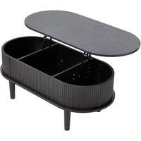 KORVIXA Black 100cm Oval Coffee Table With Lift Top & Storage | Size: 100 cm x 100 cm