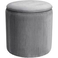 KORVIXA Pleated Padded Ottoman Storage Stool in Grey | Size: 100 cm