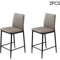 KORVIXA Grey PU leather Bar Stools Set of 2 Breakfast Chairs | Size: 100 cm x 100 cm