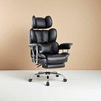 KORVIXA Black Big & Tall PU Leather Office Desk Chair | Size: 100 cm x 100 cm