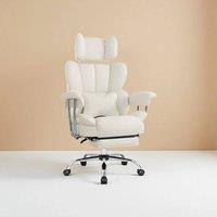 KORVIXA White Big & Tall PU Leather Office Desk Chair | Size: 100 cm x 100 cm