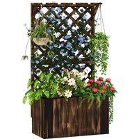 Kelvenix Wooden Planter with Trellis & Drainage Holes, Carbonised in Brown | Size: 100g