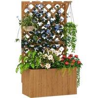 Kelvenix Wooden Planter with Trellis & Drainage Holes in Brown | Size: 100g