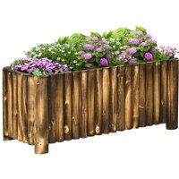 Kelvenix Raised Flower Bed Wooden Rectangualr Planter Container Box in Brown | Size: 0.6m2