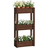 Kelvenix 3-Tier Wooden Raised Planter, Raised Garden Bed on Legs in Brown | Size: 100g