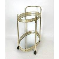 NESTLUNE Drinks Trolley Kitchen serving cart with Two Glass Shelves in Gold | Size: 100 cm x 15 cm