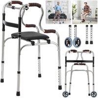 NESTLUNE Rollator Wheelchair Combo Folding Walker For Seniors in Silver