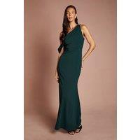 Coast Women's Asymmetric Neckline Scuba Crepe Black Tie Maxi Dress in Emerald | Size: 8