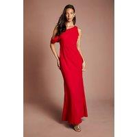 Coast Women's Asymmetric Neckline Scuba Crepe Black Tie Maxi Dress in Red | Size: 8