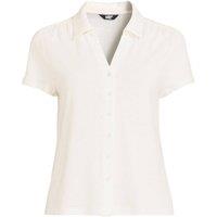 Lands' End Women's Plus Linen Blend Button Front Polo in Ivory | Size: 28-30