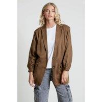 Native Youth Women's Oversized Puff Sleeve Blazer in Olive | Size: XS