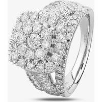 T.H.Baker Women's 9ct White Gold 2.00ct Diamond Shouldered Cushion Cluster Ring in Silver | Size: K