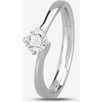 1888 collection Women's Platinum 0.33ct Diamond Twisted Solitaire Ring in Silver | Size: Medium